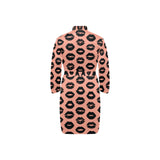 Lips Pattern Print Design 02 Men's Long Sleeve Belted Night Robe