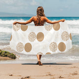 Gold Texture mushroom pattern Beach Towel