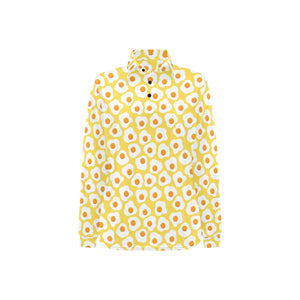 Fried Eggs Pattern Print Design 05 Women's Long Sleeve Polo Shirt