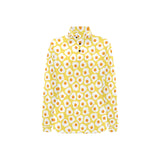 Fried Eggs Pattern Print Design 05 Women's Long Sleeve Polo Shirt
