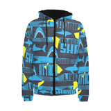 Shark dangerous Men's Padded Hooded Jacket