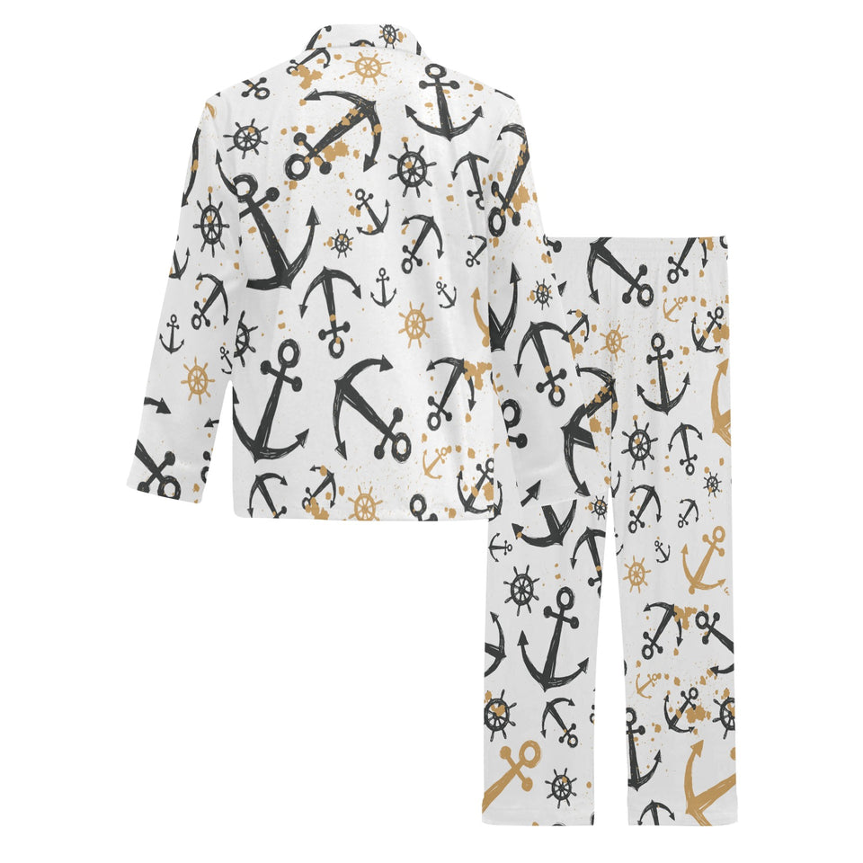 Anchors Rudders pattern Men's Long Pajama Set