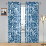 Hand drawn sailboat pattern Gauze Curtain