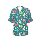 Snowman bird decorative elements christmas pattern Women's All Over Print Hawaiian Shirt