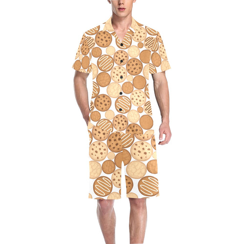 Various cookie pattern Men's V-Neck Short Pajama Set