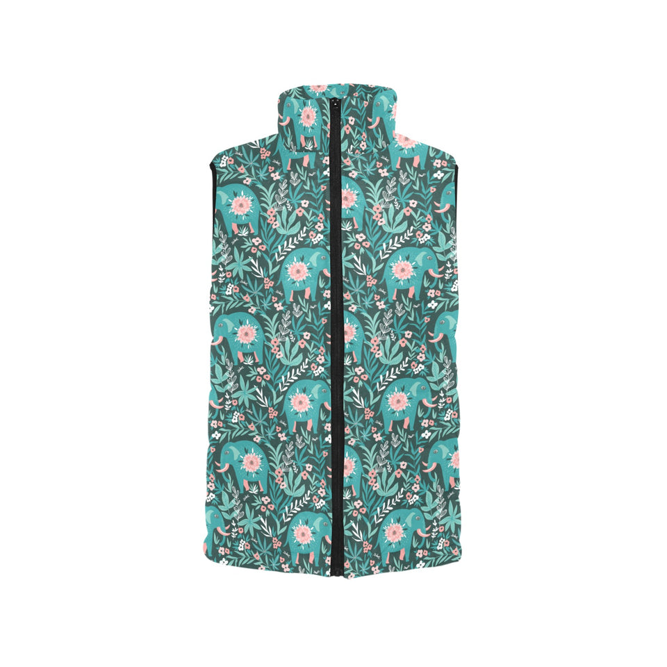 Elephants jungle pattern Women's Padded Vest