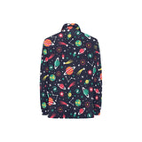 colorful space pattern planet star Women's Long Sleeve Polo Shirt