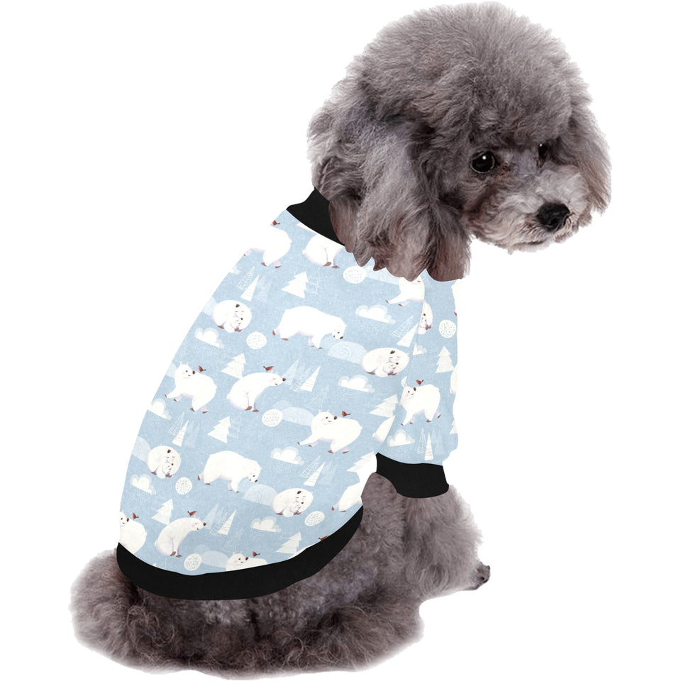 Cute polar bears Christmas decoration pattern All Over Print Pet Dog Round Neck Fuzzy Shirt