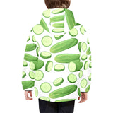 cucumber whole slices pattern Kids' Boys' Girls' Padded Hooded Jacket