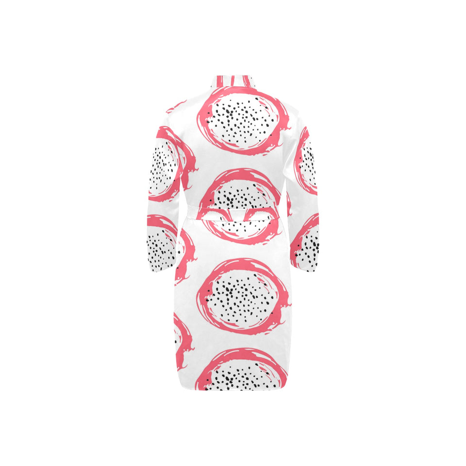 Hand drawn dragon fruit Men's Long Sleeve Belted Night Robe