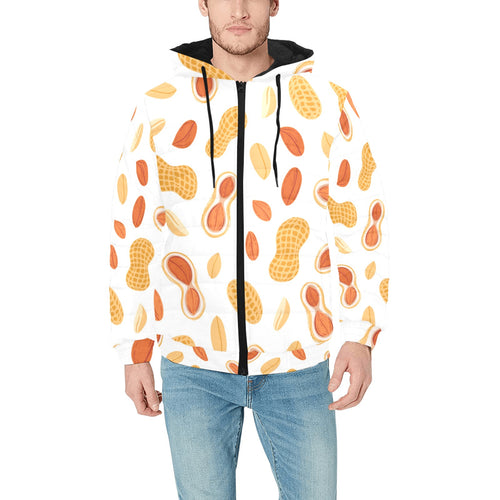 peanuts pattern Men's Padded Hooded Jacket