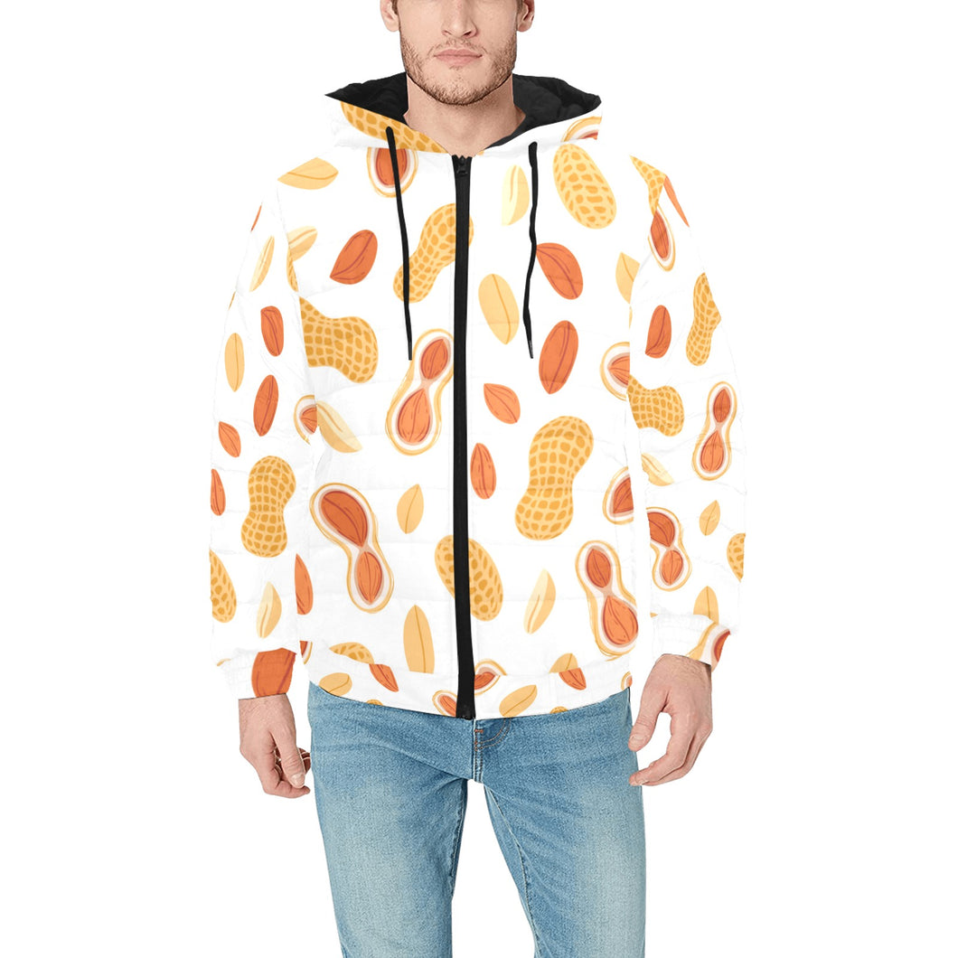 peanuts pattern Men's Padded Hooded Jacket