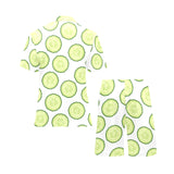 Cucumber slices pattern Men's V-Neck Short Pajama Set