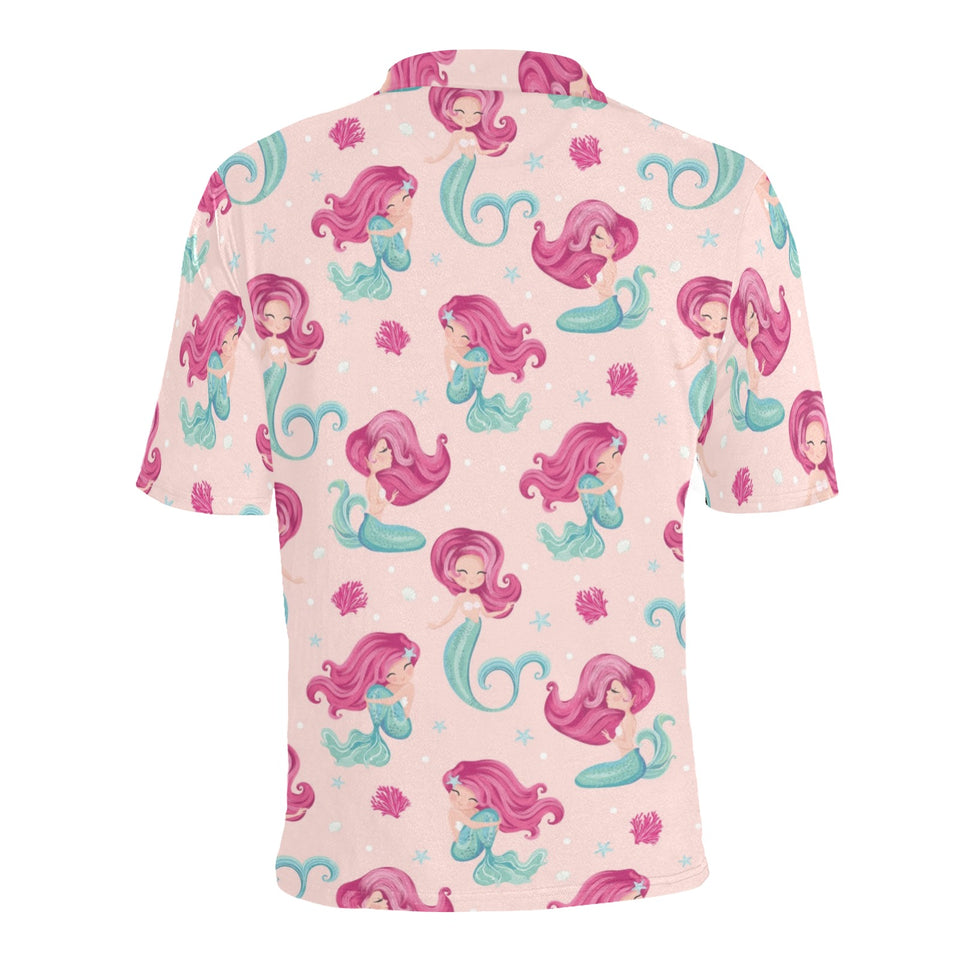 Cute little mermaid pattern Men's All Over Print Polo Shirt