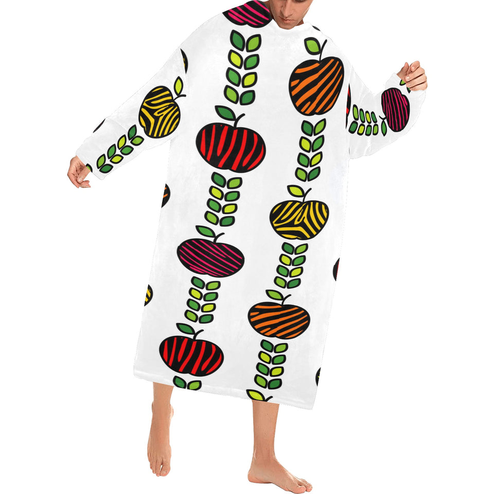 colorful apples leave zebra stripe Blanket Robe with Sleeves