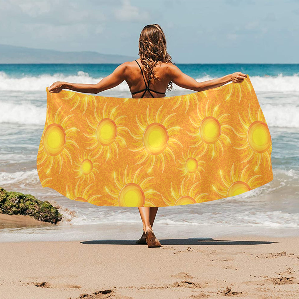 Sun orange background Beach Towel