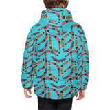 Boomerang Australian aboriginal ornament blue back Kids' Boys' Girls' Padded Hooded Jacket
