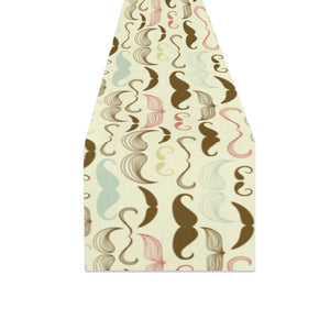 Mustache Beard Pattern Print Design 01 Table Runner