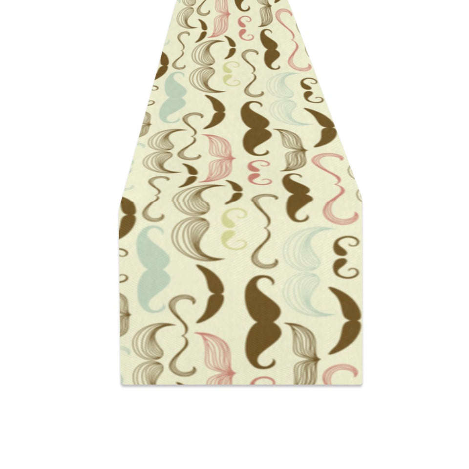 Mustache Beard Pattern Print Design 01 Table Runner
