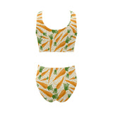 Carrot Pattern Print Design 01 Chest Bowknot High Waisted Bikini Swimsuit