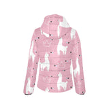 Llama Alpaca pink background Women's Padded Hooded Jacket