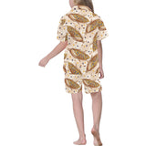 Corn Pattern Print Design 03 Kids' Boys' Girls' V-Neck Short Pajama Set