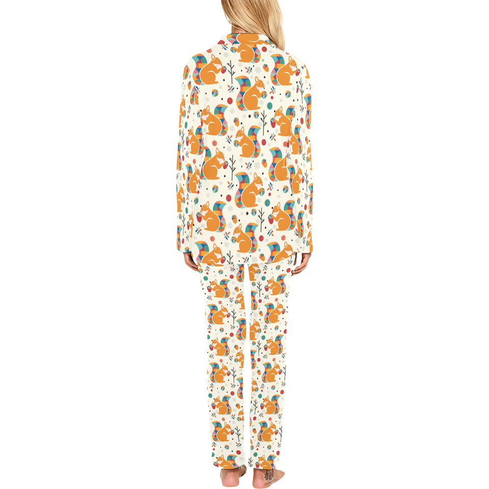 Squirrel Pattern Print Design 04 Women's Long Pajama Set