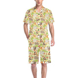 Guinea Pig Pattern Print Design 04 Men's V-Neck Short Pajama Set