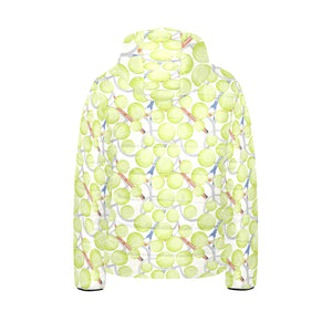 Tennis Pattern Print Design 01 Kids' Boys' Girls' Padded Hooded Jacket