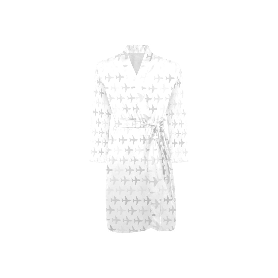 Airplane print pattern Men's Long Sleeve Belted Night Robe
