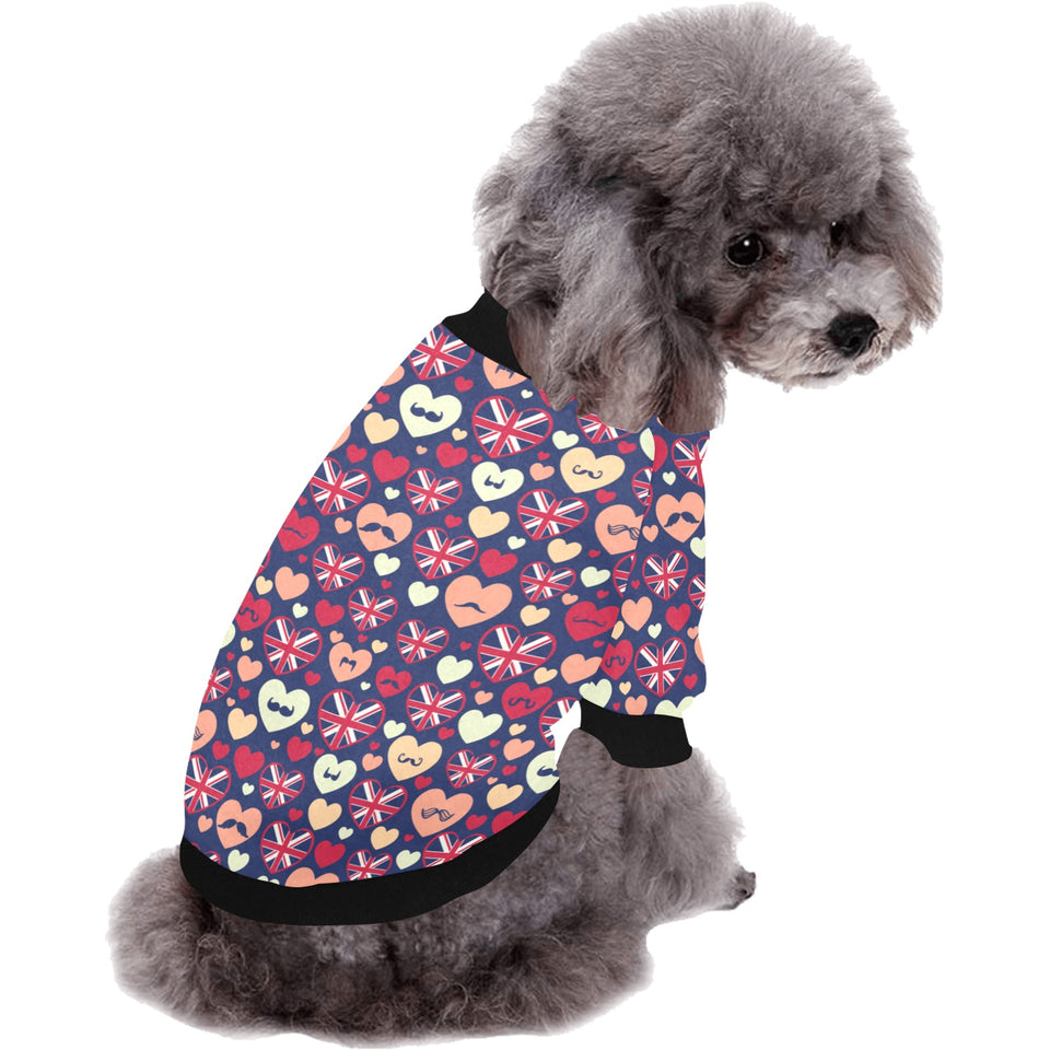 British Pattern Print Design 02 All Over Print Pet Dog Round Neck Fuzzy Shirt