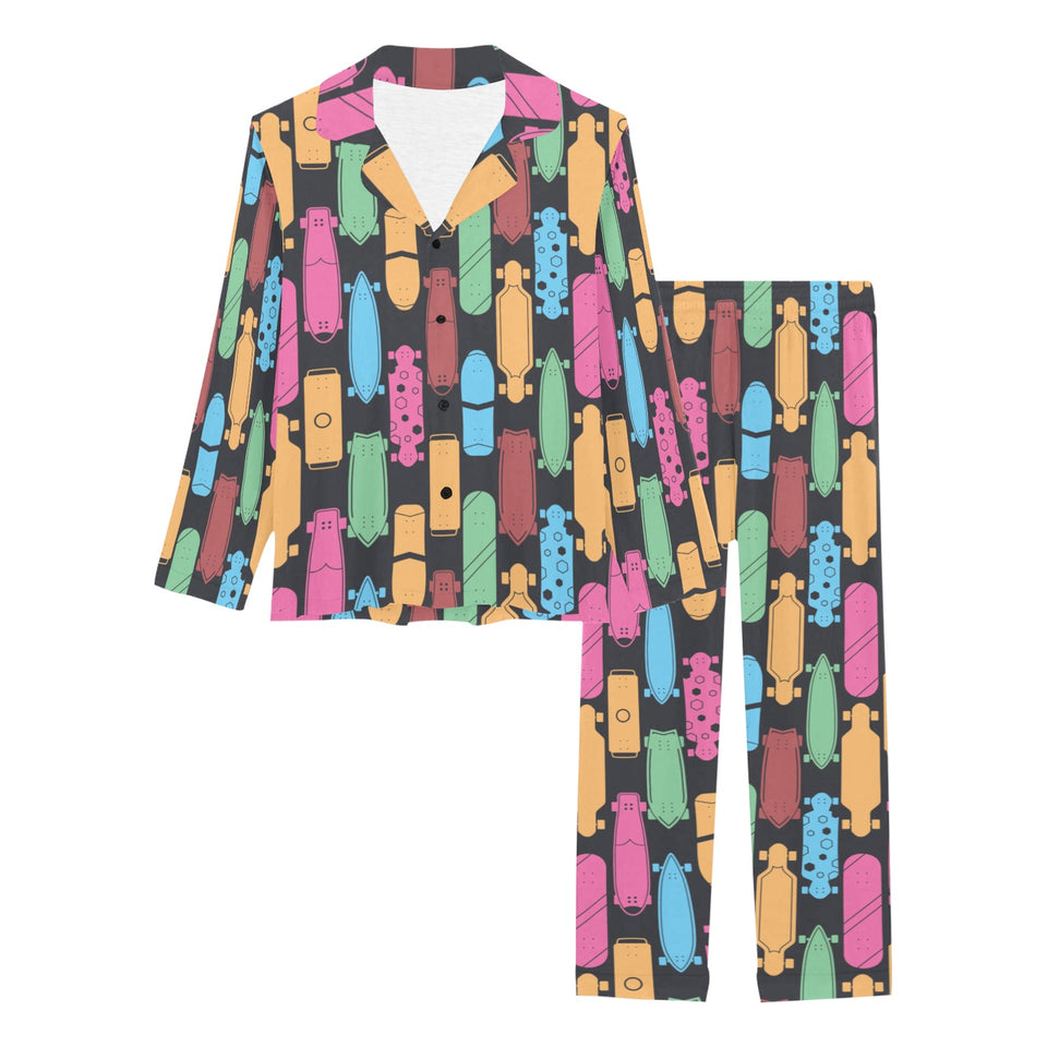 Skate Board Pattern Print Design 02 Women's Long Pajama Set