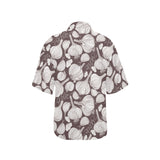 Garlic bulb dark background Women's All Over Print Hawaiian Shirt