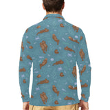 Sea otters pattern Men's Long Sleeve Polo Shirt