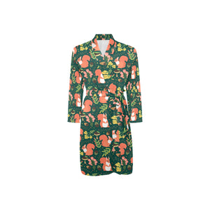 Squirrel Pattern Print Design 03 Men's Long Sleeve Belted Night Robe