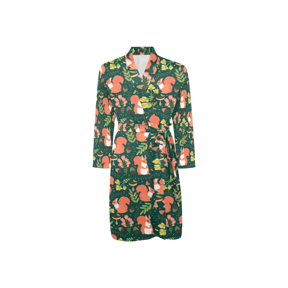 Squirrel Pattern Print Design 03 Men's Long Sleeve Belted Night Robe