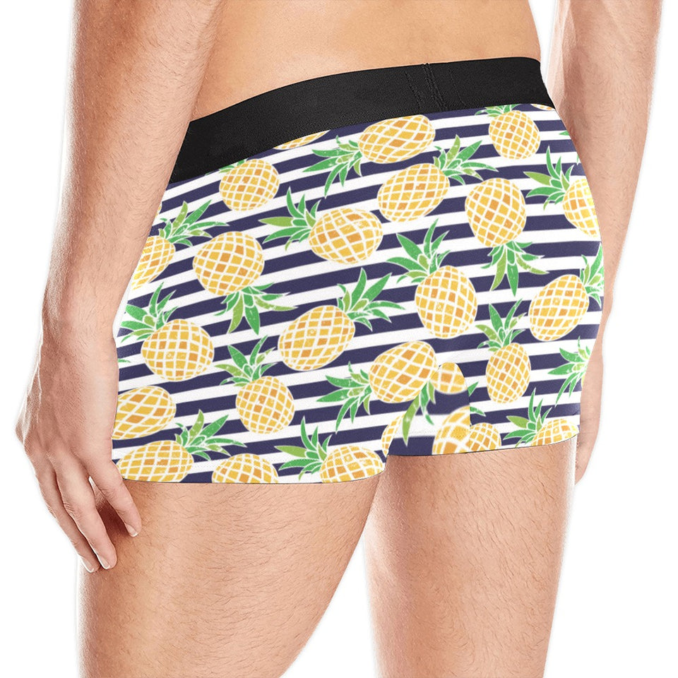 Pineapples pattern striped background Men's All Over Print Boxer Briefs Men's Underwear