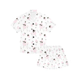 Poodle dog rose cake pattern Kids' Boys' Girls' V-Neck Short Pajama Set