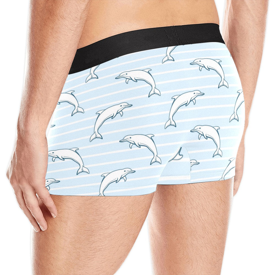 Dolphin blue striped background Men's All Over Print Boxer Briefs Men's Underwear
