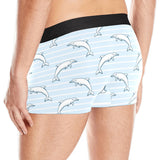 Dolphin blue striped background Men's All Over Print Boxer Briefs Men's Underwear