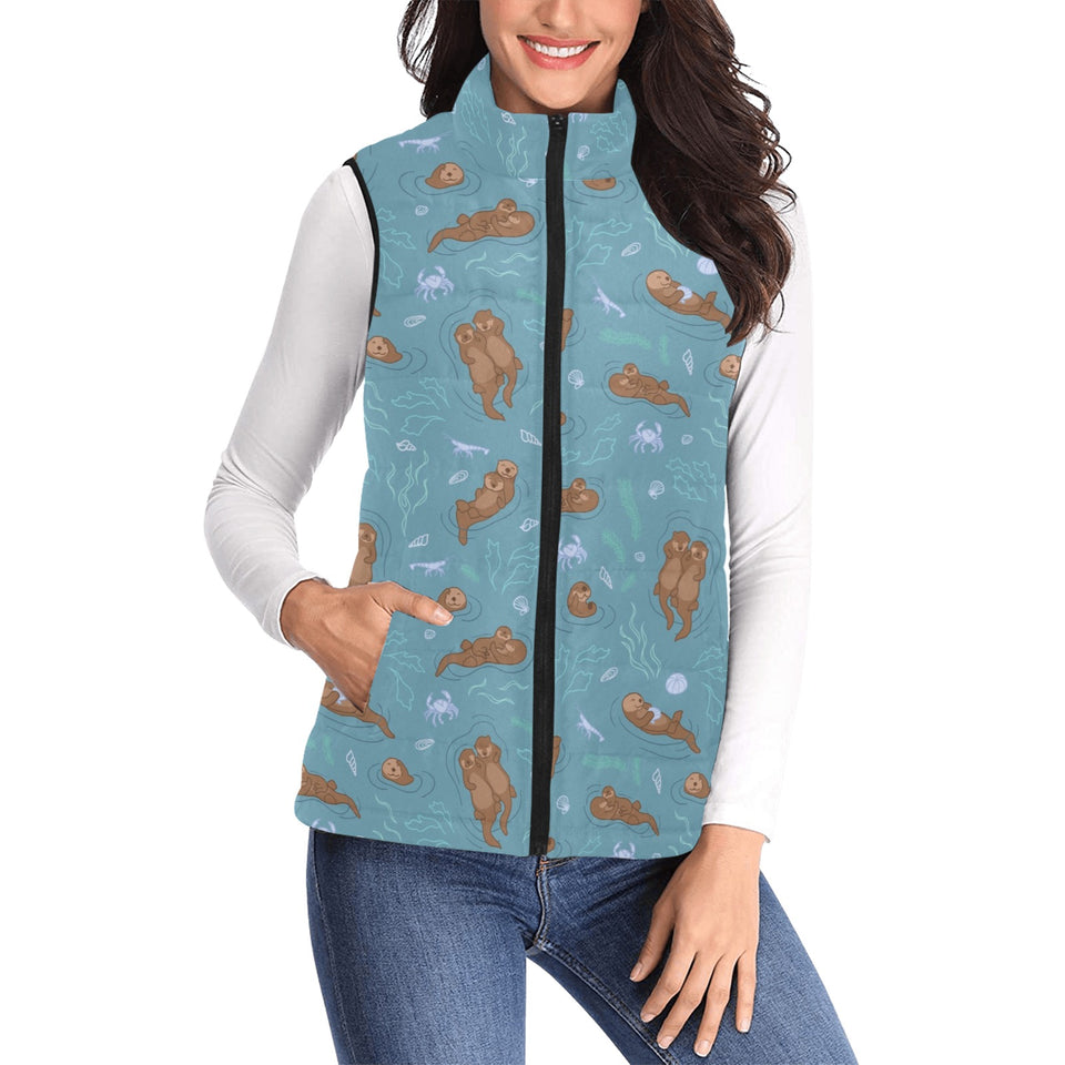 Sea otters pattern Women's Padded Vest