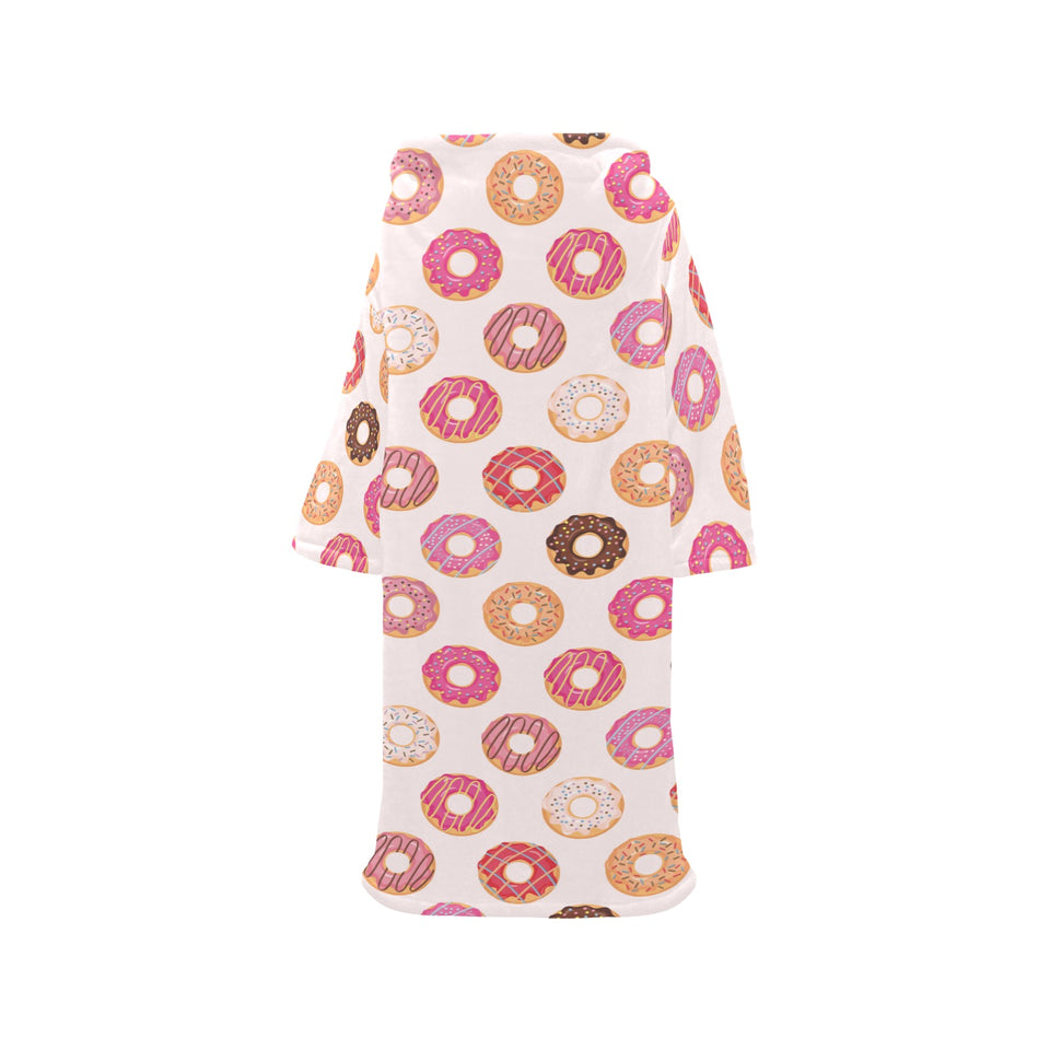 Colorful donut pattern Blanket Robe with Sleeves