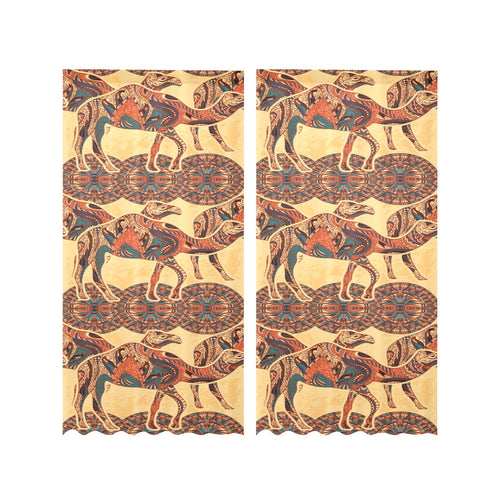 Camel polynesian tribal design pattern Gauze Curtain
