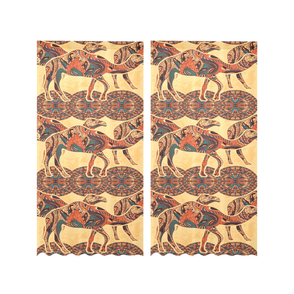 Camel polynesian tribal design pattern Gauze Curtain