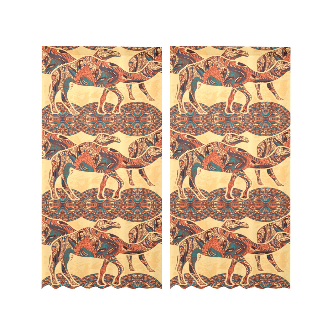 Camel polynesian tribal design pattern Gauze Curtain