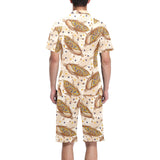Corn Pattern Print Design 03 Men's V-Neck Short Pajama Set