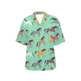 Colorful horses pattern Women's All Over Print Hawaiian Shirt