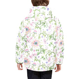 Beautiful pink lotus waterlily leaves pattern Kids' Boys' Girls' Padded Hooded Jacket