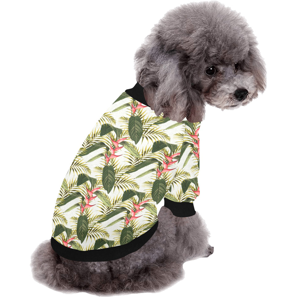 heliconia pattern All Over Print Pet Dog Round Neck Fuzzy Shirt