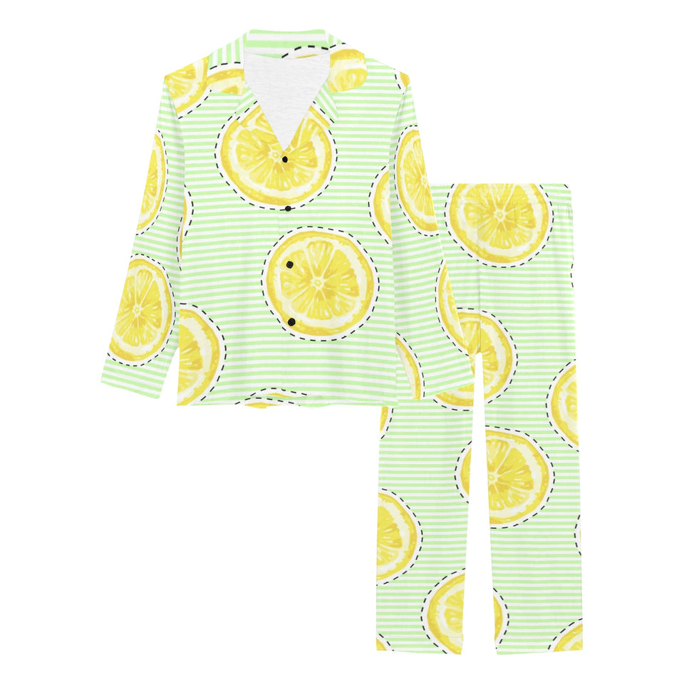 slice of lemon pattern Women's Long Pajama Set